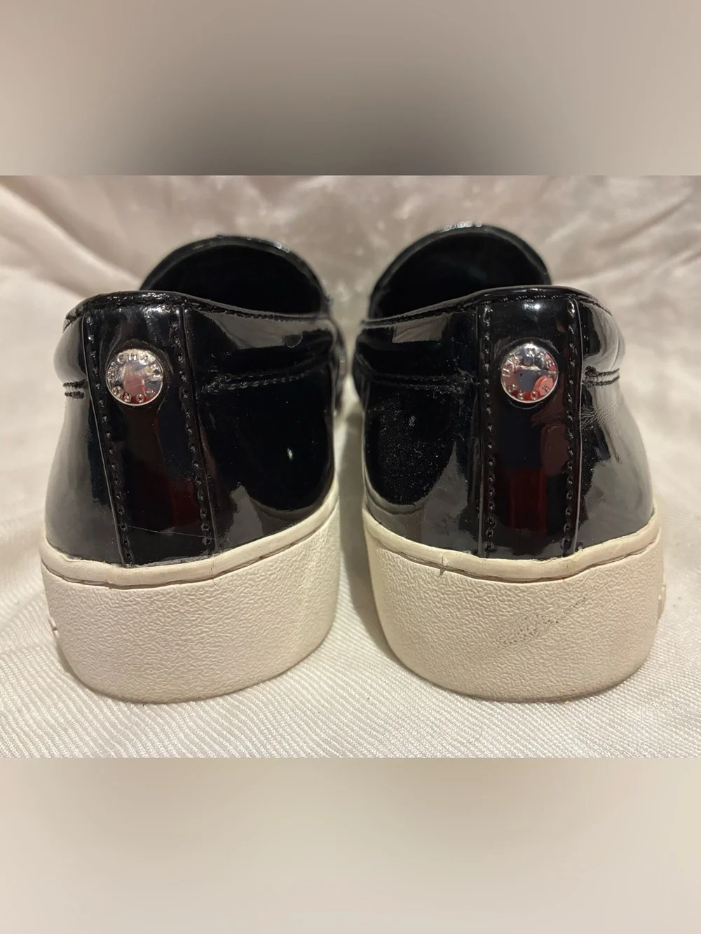 Michael Kors Black Patent Slip-On Sneakers with Crystal Bar Detail, sz 5